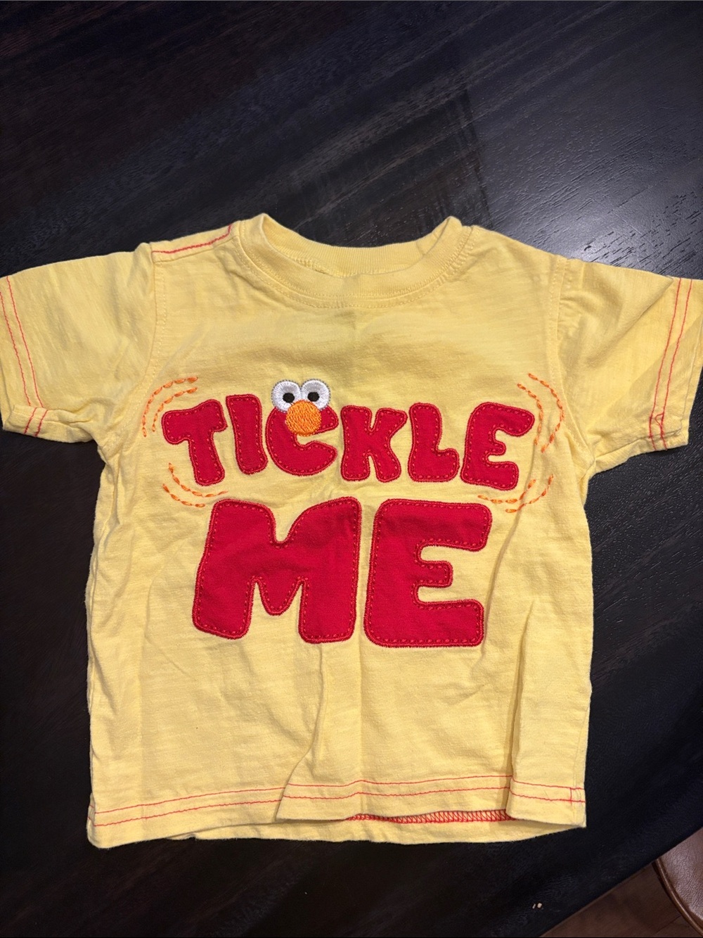 Sesame Street Yellow Tee with Red 'Tickle Me' Appliqué